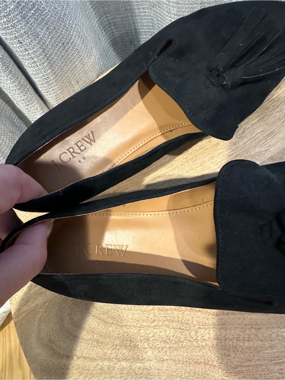 J. Crew Black Suede Tassel Loafers